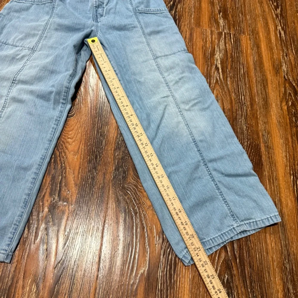 OshKosh 14 Cargo Wide Leg Pants Kids Blue Paperbag Waist Lightweight Denim